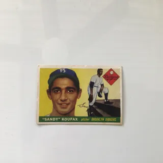 Photo of Sandy Koufax rookie baseball card #123. Used. Great art deco look