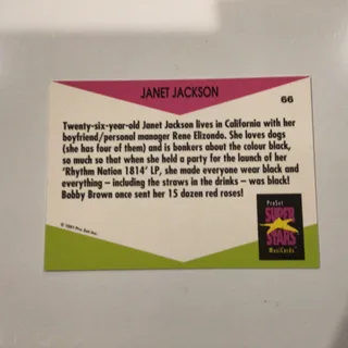 Photo of Janet Jackson #66 Vintage Music Card , Dated 1991