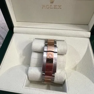 Photo of 36mm Rose Gold Explorer with an oyster bezel