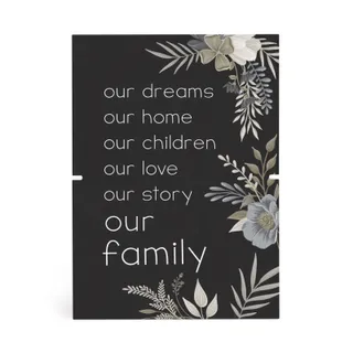 Photo of "Our Family" Story Board Linkable Stand-Up Home Decor Wall Art Black/Floral New