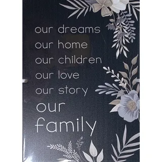 Photo of "Our Family" Story Board Linkable Stand-Up Home Decor Wall Art Black/Floral New