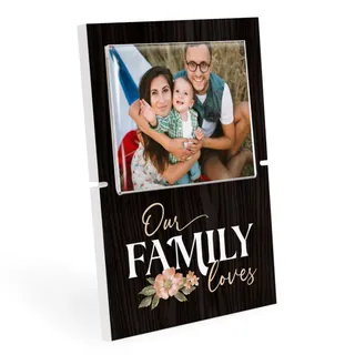 Photo of "Our Family Loves" Story Board Linkable Stand-Up Photo Frame Black/Floral Newt