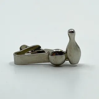 Photo of VTG Silver Tone Bowling Pin Ball Tie Clip Tie Pin SC3