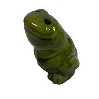 Photo of Vintage Handpainted Ceramic 3 Inch Frog Figurine Green 1978