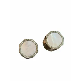 Photo of Deco Silvertone Mother of Pearl Snap Link Cufflinks Patent 1921