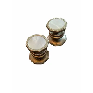 Photo of Deco Silvertone Mother of Pearl Snap Link Cufflinks Patent 1921