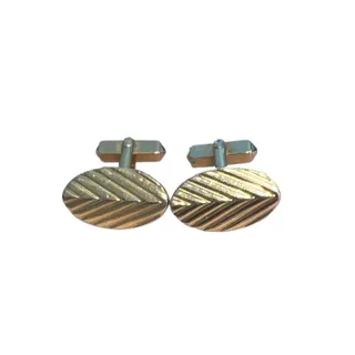 Photo of Vintage Swank Goldtone Oval Ribbed Cufflinks