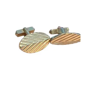 Photo of Vintage Swank Goldtone Oval Ribbed Cufflinks