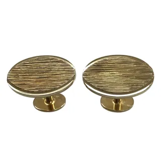 Photo of Vintage Signed Swank Cufflinks Etched Goldtone Ovals 7/8" Pair Ball Return