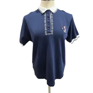 Photo of Medium Lady Divots 1990s Vintage Mickey Mouse Navy Blue Women's Golf Shirt