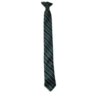 Photo of Boy's Navy Blue and Green Stripe Clip On Necktie Tie 15"