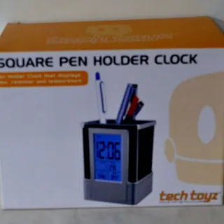 Photo of Square Pen Holder with Alarm Clock