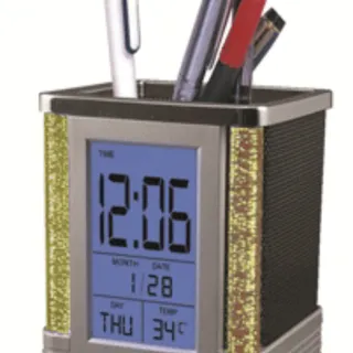 Photo of Square Pen Holder with Alarm Clock