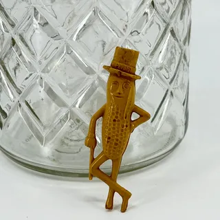 Photo of Planters Peanuts Cut Glass Canister Jar with Lid & Mr. Peanut Whistle TD8