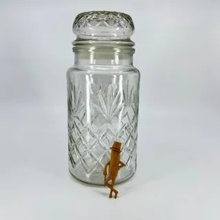 Photo of Planters Peanuts Cut Glass Canister Jar with Lid & Mr. Peanut Whistle TD8