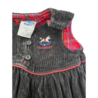 Photo of Vintage Oshkosh Toddler Girls Sz 4T Corduroy Jumper Dress Black Rocking Horse