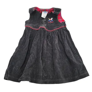 Photo of Vintage Oshkosh Toddler Girls Sz 4T Corduroy Jumper Dress Black Rocking Horse