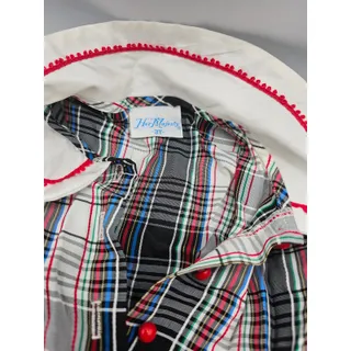 Photo of Her Majesty Toddler Girls Sz 3T Circle Formal Dress Black Red Plaid Collared