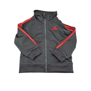 Photo of Adidas Toddler Boys Sz 18M Classic Zip Up Track Jacket Black Red Stripes