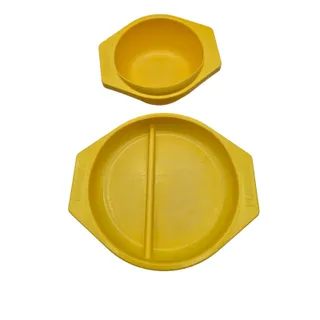 Photo of Vintage 1987 Playskool Baby Bowl and Plate Set Bright Yellow