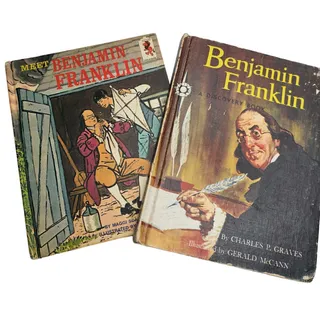 Photo of Set of 2 Vintage 1960s Benjamin Franklin Childrens Picture Books Hardcover