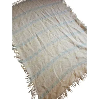 Photo of Vintage 1970s Gigi Knits Pastel Baby Blanket Fringe Pink Blue White 38" x 27"