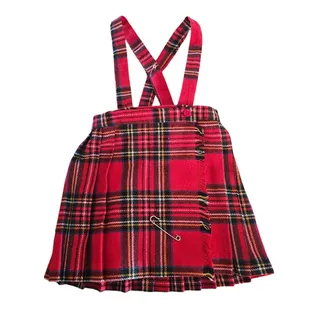 Photo of Kini Danish Design Toddler Girls Sz 3T Red Plaid Wool Blend Kilt Dress