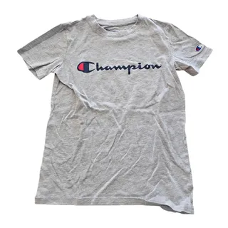 Photo of Champion Boys Sz M Short Sleeve Athletic Shirt Gray Spellout