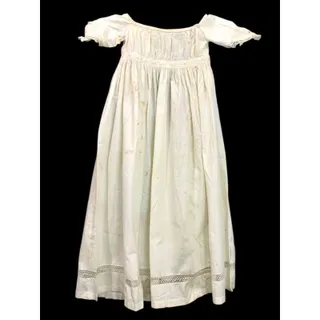 Photo of Antique Victorian Girls Gown Eyelet Embroidery 1800s Lace Trim