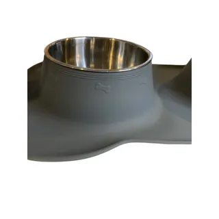 Photo of Dog Food Bowls Stainless Steel No Spill Non-Skid Mat Gray
