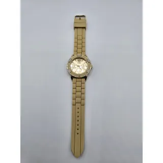 Photo of Vintage Y2K Vivani Womens Gold Tone Watch Wristwatch Rubber Band Rhinestone