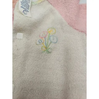 Photo of Vintage 1990s Gerber Baby Girls Sz 0-3M Terrycloth Pajama Pink White One Piece