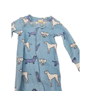 Photo of Monica + Andy Baby Sz 9-12M One Piece Zip Up Sleeper Pajama Blue White Dog Print