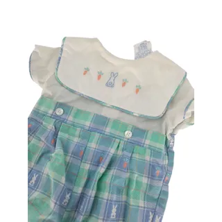 Photo of Vintage 1990s Good Lad Baby Sz 3-6M Bubble Romper Easter Bunny Pastel Plaid