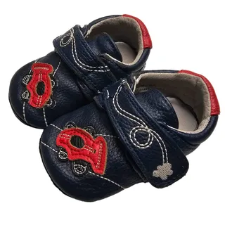 Photo of Jack and Lily Mocs Baby Boys Sz 0-6M Leather Shoes Race Car Blue Red