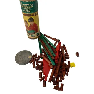 Photo of Vintage Original Lincoln Logs Set 2C in Original Container Playskool 91 Pieces
