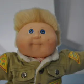 Photo of Rare Vtg 1989 Cabbage Patch Kid Spiked Blonde Hair Blue Eyes w/ Boy Scout Jacket