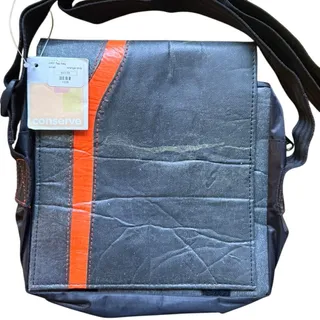 Photo of Conserve India Handmade Recycled Plastic HRP Zippered Crossbody Bag Gray NWT