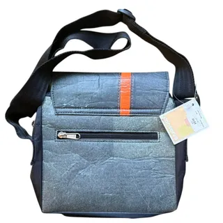 Photo of Conserve India Handmade Recycled Plastic HRP Zippered Crossbody Bag Gray NWT