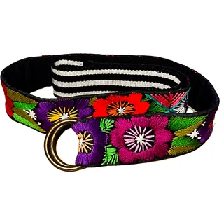 Photo of 42" Hand-Embroidered Andean-Style Multicolor Floral Cusco Belt with O-Ring