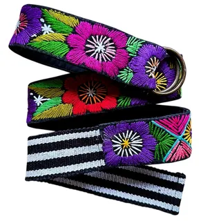 Photo of 42" Hand-Embroidered Andean-Style Multicolor Floral Cusco Belt with O-Ring