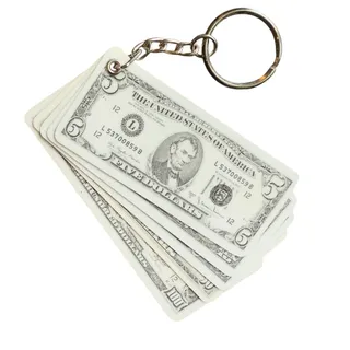 Photo of Vintage Novelty American Dollar Bills $5 $10 $20 $50 $100 Key Ring Keychain