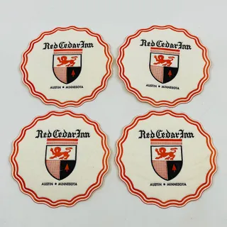 Photo of Vintage RED CEDAR INN Austin Minnesota Drink Coaster Embossed Set of 4 TA9