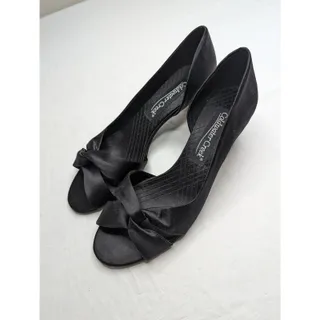 Photo of Coldwater Creek Womens Sz 7 Black Satin Formal High Heels NEW