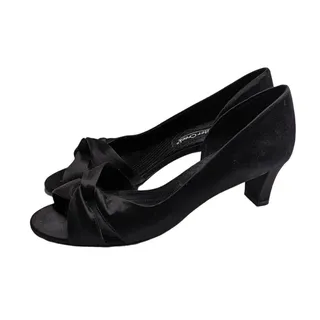 Photo of Coldwater Creek Womens Sz 7 Black Satin Formal High Heels NEW