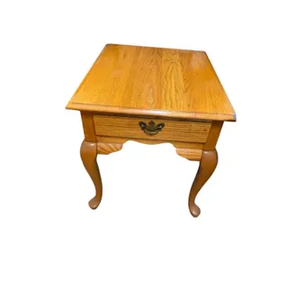 Photo of Broyhill Solid Oak End Table Country French Drawer 22"L x 27"D x 24"H
