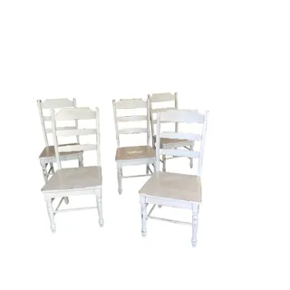 Photo of Set of 5 Shabby Chic White Farmhouse Kitchen Dining Chairs Sturdy