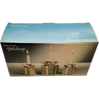Photo of Home for the Holidays Set of 3 Silver Christmas Gift Candleholders New Old Stock