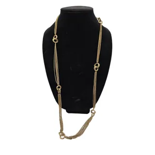 Photo of Vintage 1990s Brushed Gold Multi Strand Chain Necklace Long