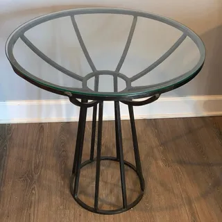 Photo of Pottery Barn 25" Caged Metal Base Bistro/Side Table with Clear Glass Top from Model Home